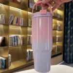 Pink Grey Gradient Carry Handle Tumbler