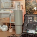 Sage Green Minimalist Desk Straw Tumbler