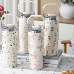 Pink Tulip Print Carry Lid Tumbler - Image 2