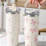 Pink Tulip Print Carry Lid Tumbler - Image 3