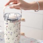 Pink Tulip Print Carry Lid Tumbler - Image 5