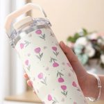 Pink Tulip Print Carry Lid Tumbler - Image 7