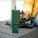 Forest Green Outdoor Handle Straw Tumbler