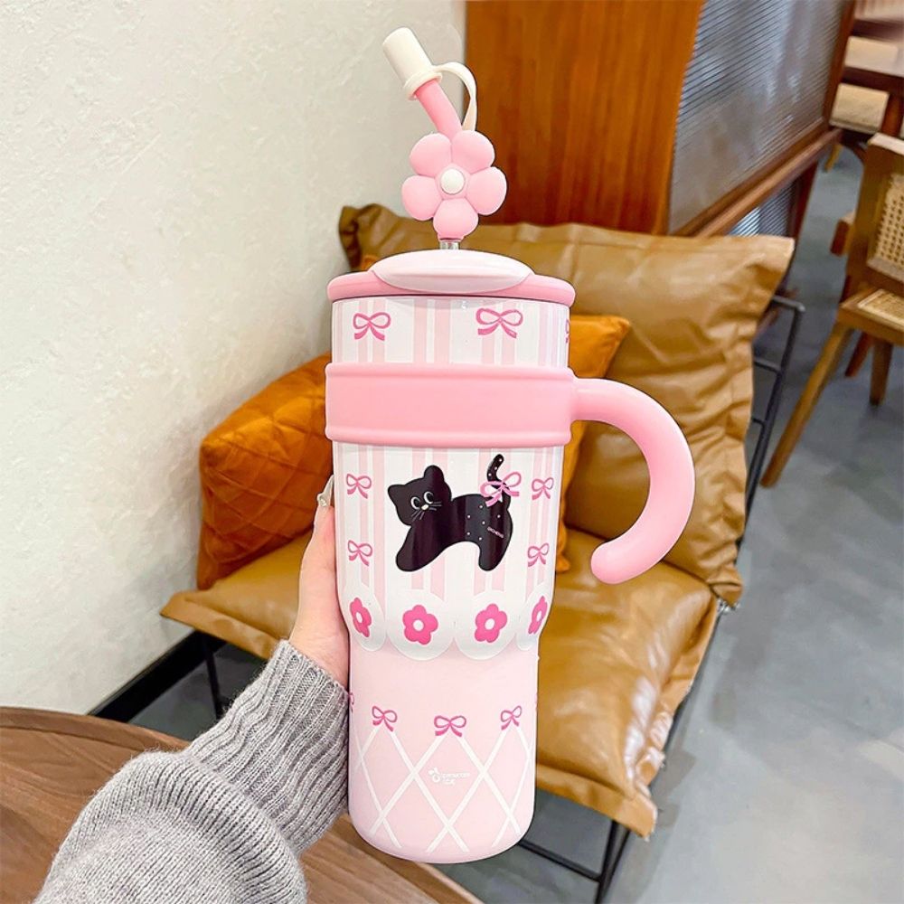 STE-91.jpg Pink Cat Straw Mug - Image 1